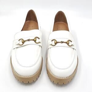 A New Day White Loafers with Gold Accents Women's Size 6.5